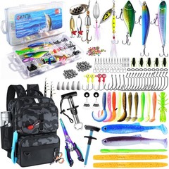 SKAITU Fishing Backpack with Tackle 10.5″ x 8.5″ x 16.5″, Black Camo