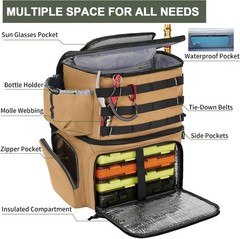 Fishing Backpack, Tackle Storage Bag with Rod Holders & Cooler | Water Resist…