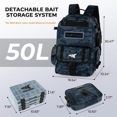 Kastking Baitspace 50L Fishing Tackle Backpack Removable Bait 4 Tackle Boxes2