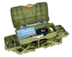 Large Tackle Box, 15.5 inches, Fishing Tackle Box, Plastic, Green
