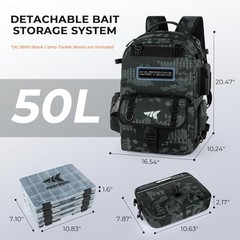 BaitSpace Fishing Tackle Backpack B: Black Camo (With (4) 3600 Tackle Boxes)