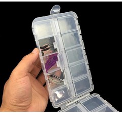 Weihe Mini Fishing Tackle Box Red 10 Compartments for Small Clear Plastic Waterp