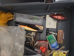 Vintage Plano LARGE Phantom Pro Gray Fish Lure Tackle Box With Fishing Gear