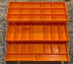 Rebel 600 Hard Plastic 3 Tray Fishing Tackle Box Vintage Rare Beige Orange Trays