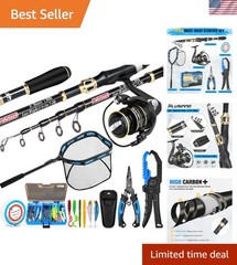 Fishing Essentials Kit: Carbon Fiber Rod, Reel Combo & Floating Net for Success