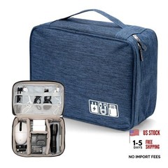 Navy Blue Cable Organizer Bag for Women or Men – Electronic Accessories Carry