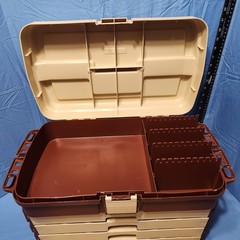 Vintage Plano 758 Large 4 Drawer Tackle Box Tan & Brown Made in USA – NOS
