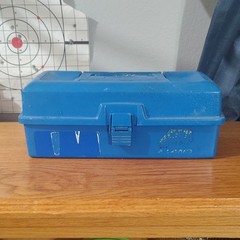 Plano Blue Plastic Tackle Box Hard Case, Removable Tray, 5 Dividers