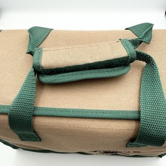 Narrow River Fishing Softsider Tackle Bag Green Tan Canvas w/ 3 Storage Boxes