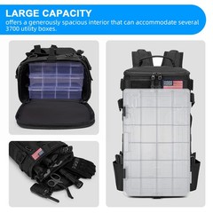 Fishing Tackle Bag With USA Flag Backpack with Rod Holder Waterproof Durable