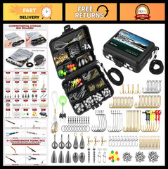 Compact Fishing Tackle Kit – 182/265/400pcs All-in-One Freshwater Gear Set for B