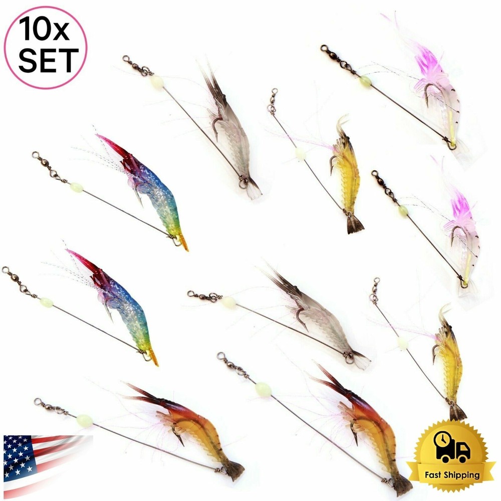 UFISH Ice Jig Fishing Bait Soft Shrimp Lure Swimbait Freshwater Baits Lot