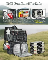 Matein Fishing Backpack 4 Tackle Rod Holder Tackle Backpack Safety Compartment