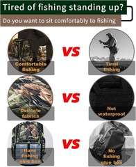 Fishing Backpack with Foldable Chair, Tackle Box Backpack with Ro…