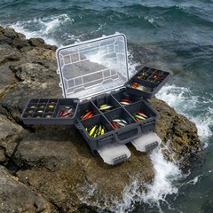 Fishing Tackle Box w/ Removable Tackle Tray Large Portable Utility Boxes Grey