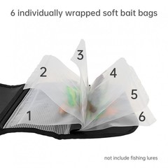 6-Pocket Nylon Soft Bait Bag, Portable Fishing Lure Pouch, New US Stock