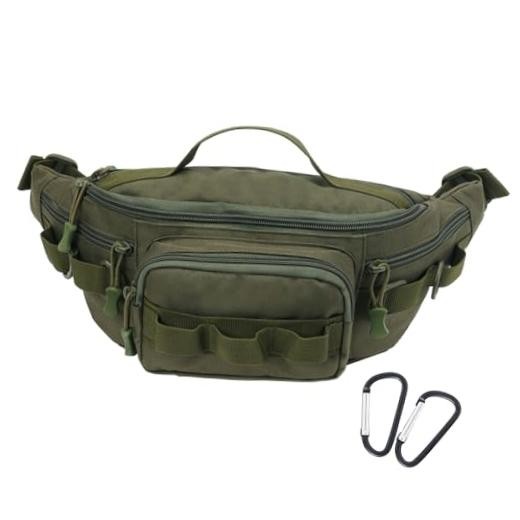 Tactical Fanny Pack,Small Fishing Tackle Bag Water-Resistant Military Green