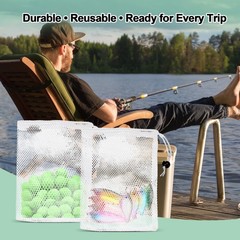 10~Pack Nylon Mesh Chum Bags for Fishing, 14×16 in Drawstring Bait Bags