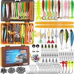 PLUSINNO MD-FL137-US 137Pcs Fishing Tackle Box Kit with Lures Crankbaits Hooks