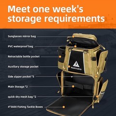 Versatile Outdoor Fishing Backpack with Adjustable Straps & 4 Tackle Boxes
