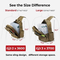 Fishing Backpack, Rod Holders, Lightweight Sling Bag, Khaki
