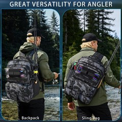 Yolibon Fishing Backpack Tackle Boxesfishing Sling Tackle Bag Rod Holder