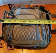 Fly Fishing Tackle Backpack Tan Orange Zipper Many Compartments