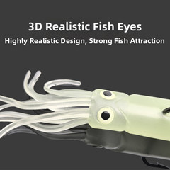 200g Squid Head Soft Bait with 3D Simulated Eyes 23cm for Pelagic Fishing