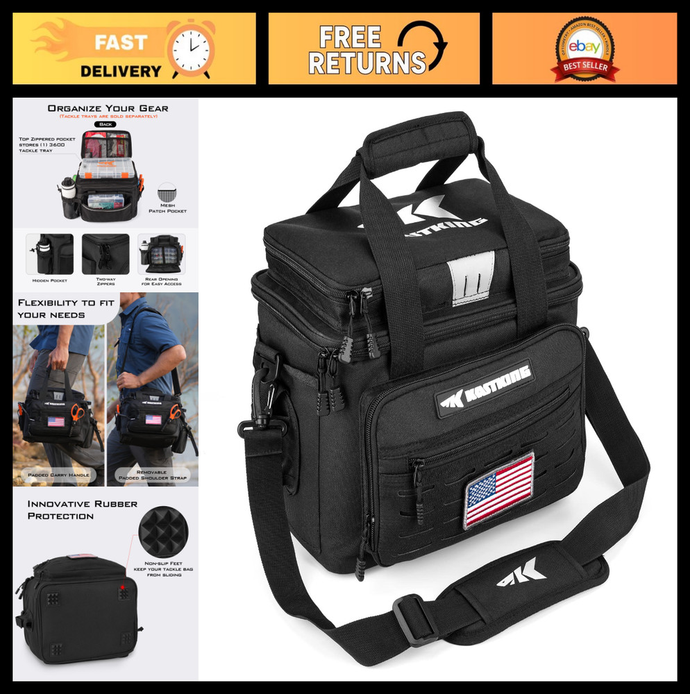 Fishing Tackle Bag – Water-Resistant, Large Capacity, Padded Shoulder Strap, Sal