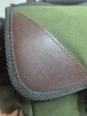 Vintage Orvis Battenkill Green Canvas Brown Leather Padded Gear Tackle Reel Bag