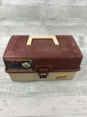 Vtg Original Plano 4200 Fishing Tackle Box Brown/Tan