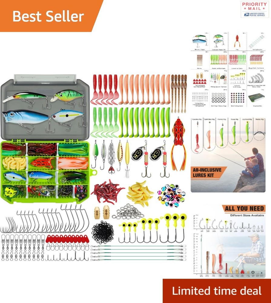 Fishing Lures Kit 240 Pcs Tackle Box for Freshwater Saltwater Fishing