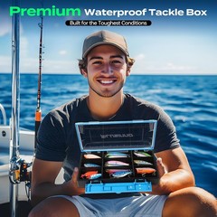 PLUSINNO Tackle Box Organizer, 1/2 Packs Waterproof Tackle Trays, Fishing Tackle