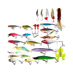 Synthetic 24pc Fishing Bait Set with Efficient Storage and Portability