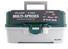 Plano 3-Tray Tackle Box with Berkley Starter Freshwater Bait Kit Lures