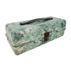 vintage Green Gray Marblelite Psychedelic Green Swirl Chest Fishing Tackle Box
