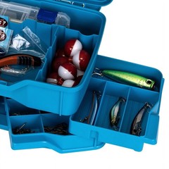 Medium Fishing Tackle Box 14 Inches Plastic Blue Waterproof Storage Organizer