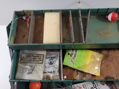 Vintage Large Old Walton Tackle Box Full Lures Reels Crankbaits Fishing