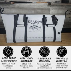 KRAKEN SUPPLY CO 48” Fish Kill Bag Game Leak Proof Insulated 48X24, Grey