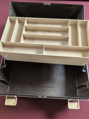 Vintage My Buddy Tacklemaster Tackle box 3-Tray Two Tone Brown & Beige Plastic