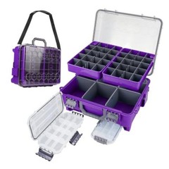 Upgraded Large Capacity Waterproof Floating Tackle Box with Rod Holder, Purple