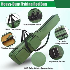 Fishing Rod Case, Portable Fishing Pole Bag 4.27ft Waterproof Rod Reel Carrie…