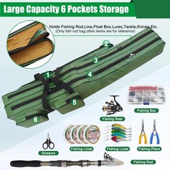 Fishing Rod Case, Portable Fishing Pole Bag 4.27ft Waterproof Rod Reel Carrie