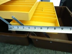VINTAGE FENWICK IV LARGE 34 COMPARTMENT TACKLE BOX BROWN ( rare ) #