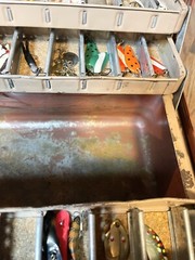 Multi-Tier Simonsen Metal Tackle Box Fishing Lot With Contents ALL VINTAGE FULL