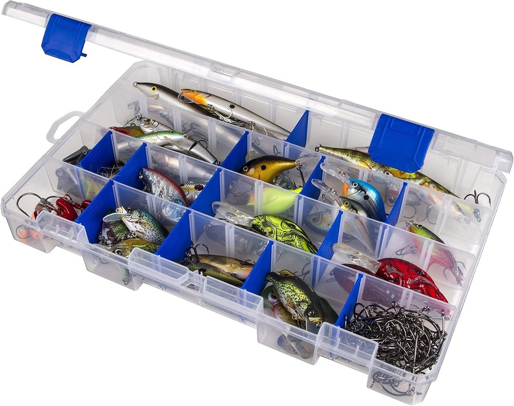 Outdoors Fishing Tackle Box W/ Anti-Rust Dividers 36 Compartments Clear