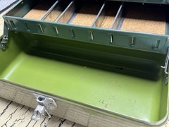 VTG Simonsen Chicago 51 Deep Drawn Air Flo Green Metal Fisherman Tackle Tool Box