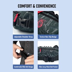 KINGDOM Fishing Waist Pack – Black Water-Resistant Tackle Storage Bag with