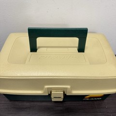 Plano Tackle Box Green Tan Vintage 4100 1980’s Storage Case Made USA 1 Tray