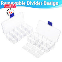 Easecos 2 Pcs Mini Fishing Tackle Box Clear Lure 5 x 2.5 x 0.9 inches